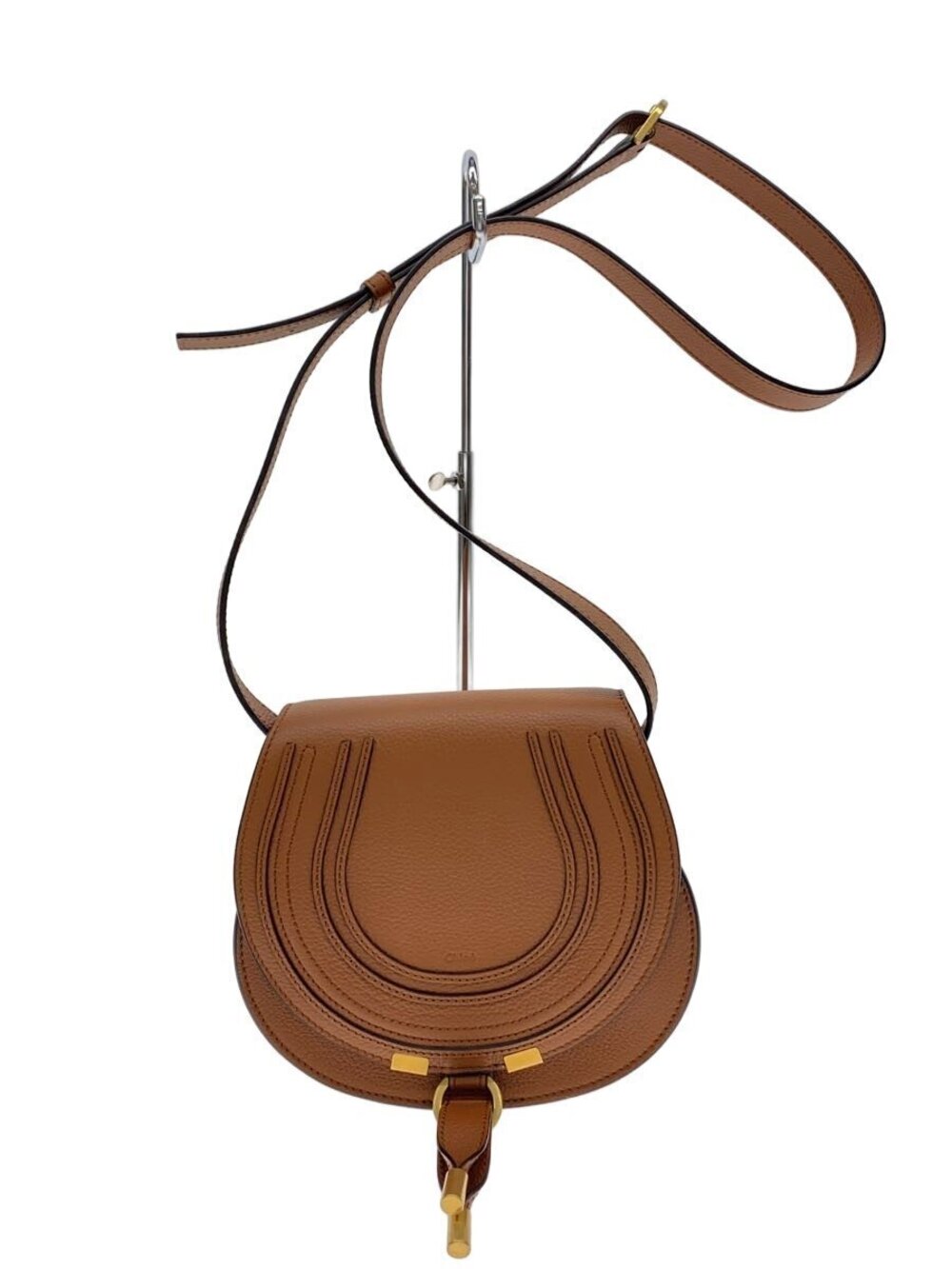 Chloe Marcie Leather Shoulder Bag Camel Brown Tan